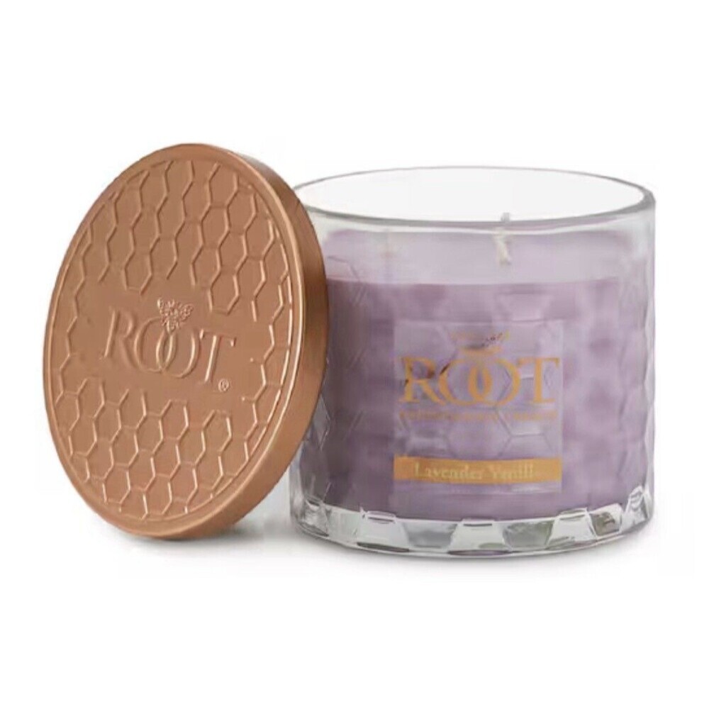 Root 3 Wick Honeycomb Lavender Vanilla Scented Jar Candle 12 oz Natural 50 hrs.